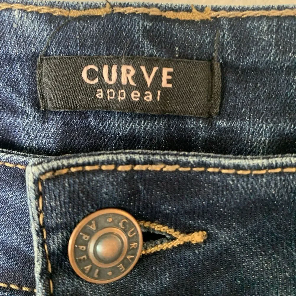 Curve Appeal Jeans Women 14 Blue Straight Leg Momcore Preppy Casual NWT - Picture 4 of 9